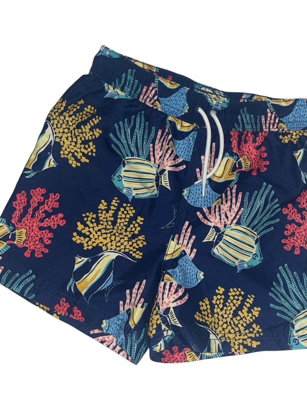 Navy Tropical Fish Swim Trunks with Coral Print Youth Boys Janie and Jack size 6